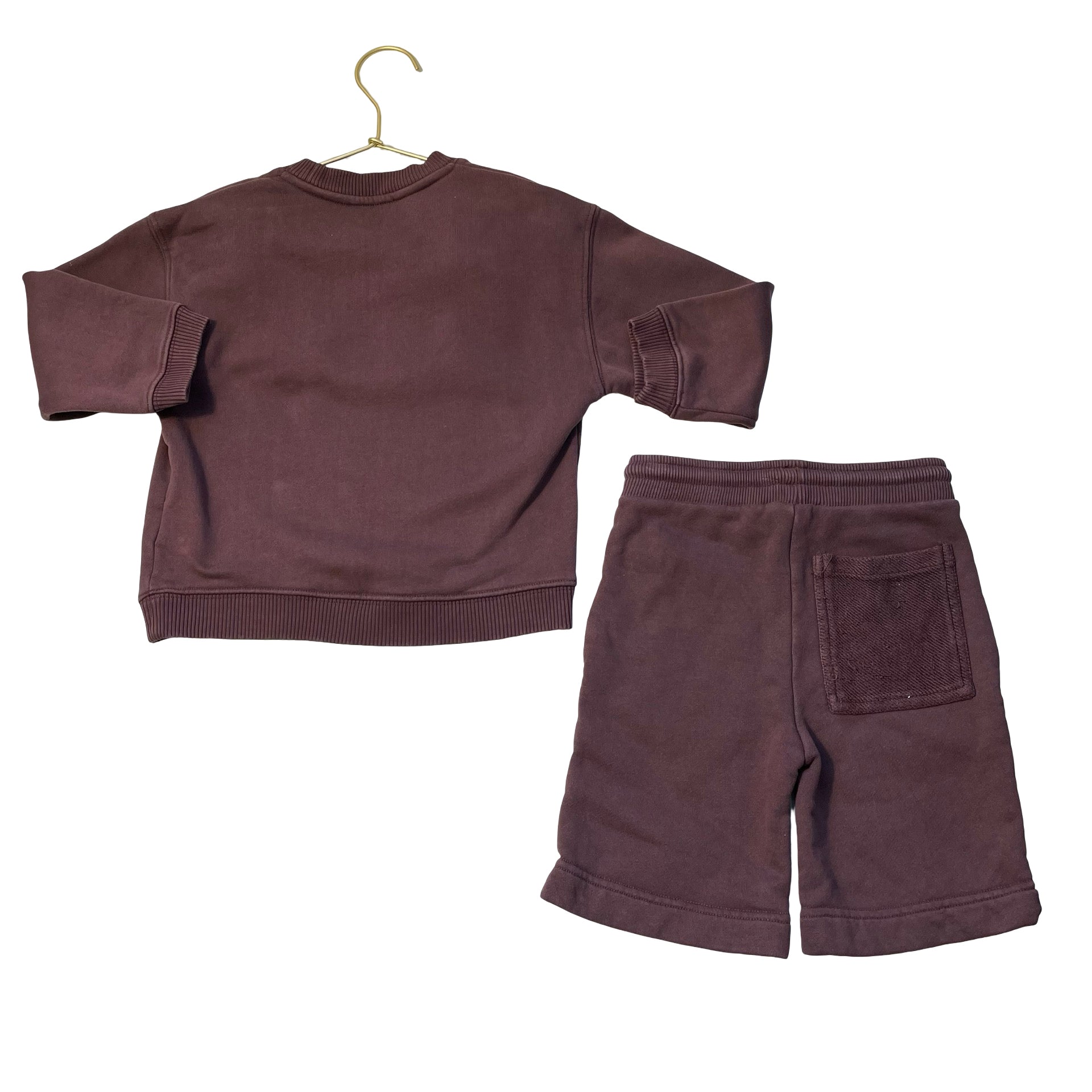 Bonpoint Plum 'Sunrise' Sweatshirt & Shorts Set - Size 4A
