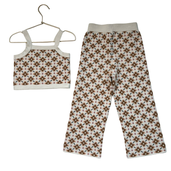 Rylee & Cru Flower Pattern Knit Tank & Wide-Leg Pants Set - Size 6-7Y