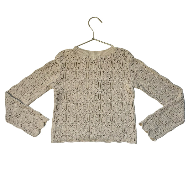 Rylee & Cru Ivory Cotton Crochet Sweater - Size 6-7Y