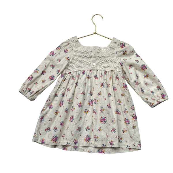 Zara Ivory Floral & Crochet Dress - Size 3