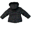 Rothschild R 1881 Black & Colorful Foil Heart Hooded Winter Jacket - Size 3T
