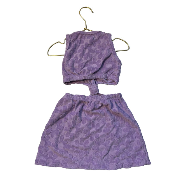 FBZ Flowers by Zoe Purple Terry Flower Pattern Cut-Out Dress - Size 5