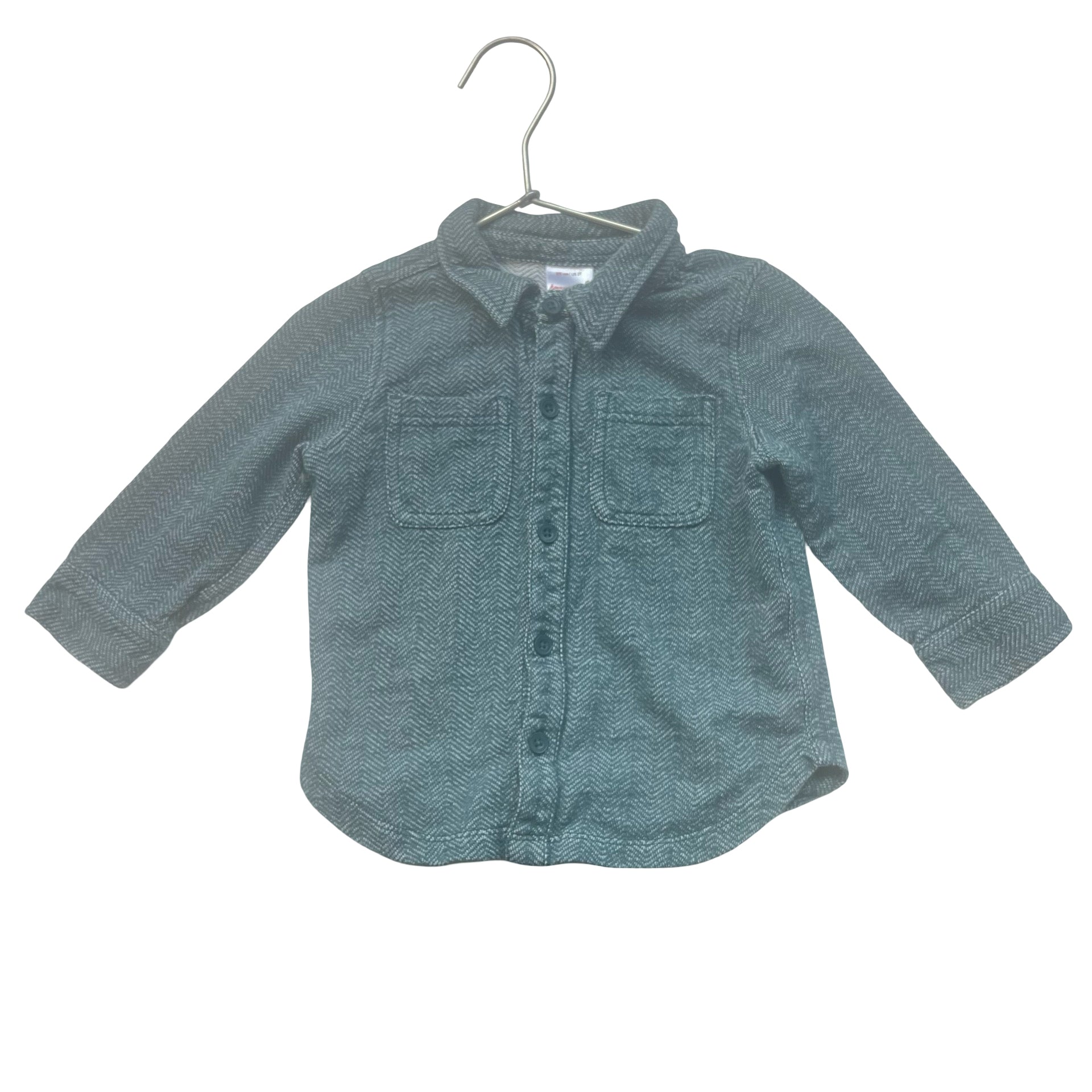 Hanna Andersson Green Herringbone Button Down Shirt - Size 2T
