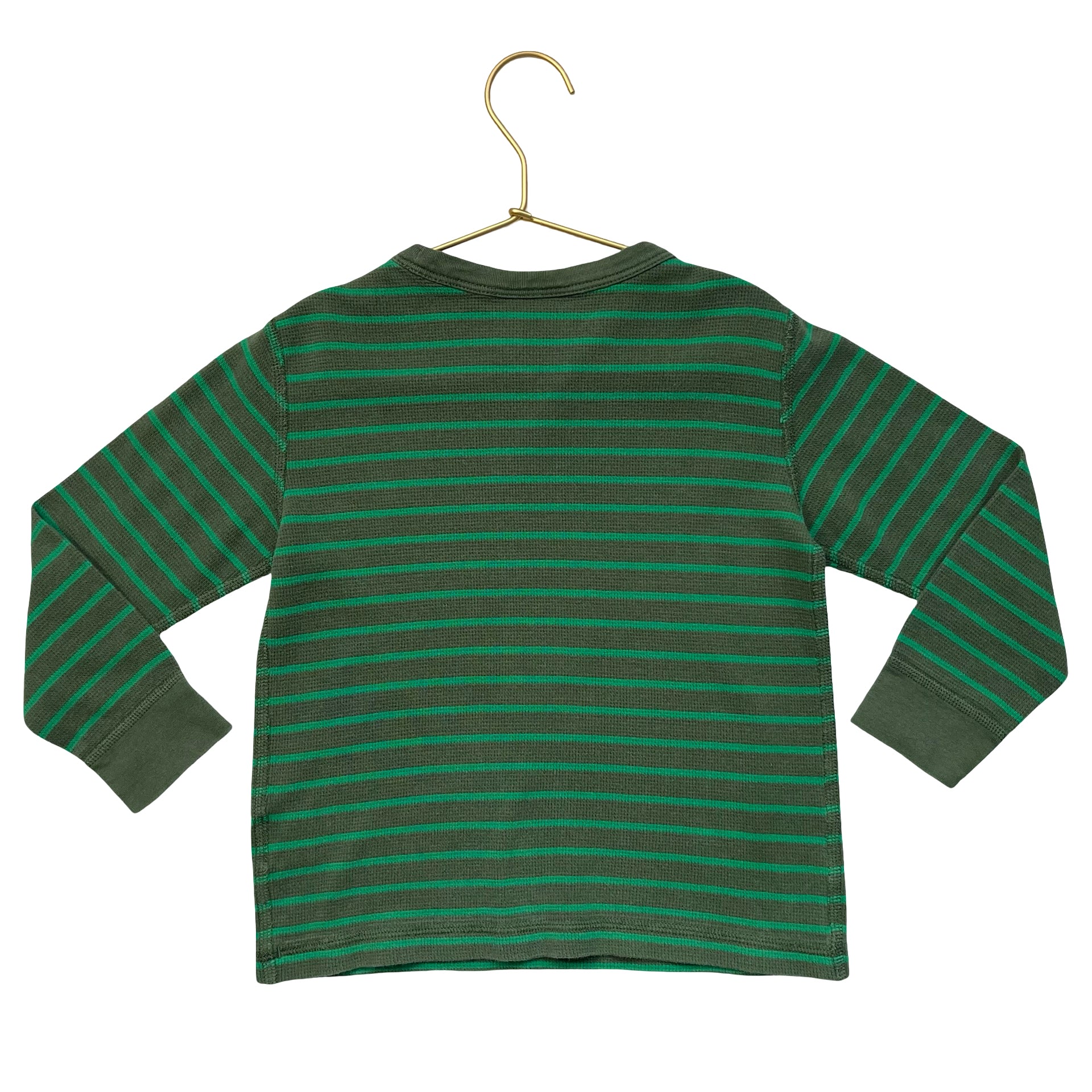 Hanna Andersson Green Striped Waffle Shirt - Size 110 (5)