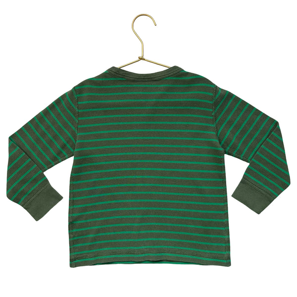 Hanna Andersson Green Striped Waffle Shirt - Size 110 (5)
