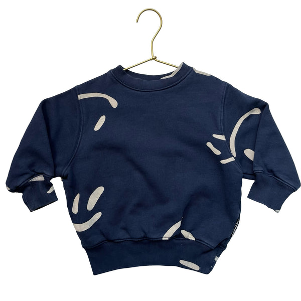 Molo Navy & Tan Smiley Sweatshirt - Size 3
