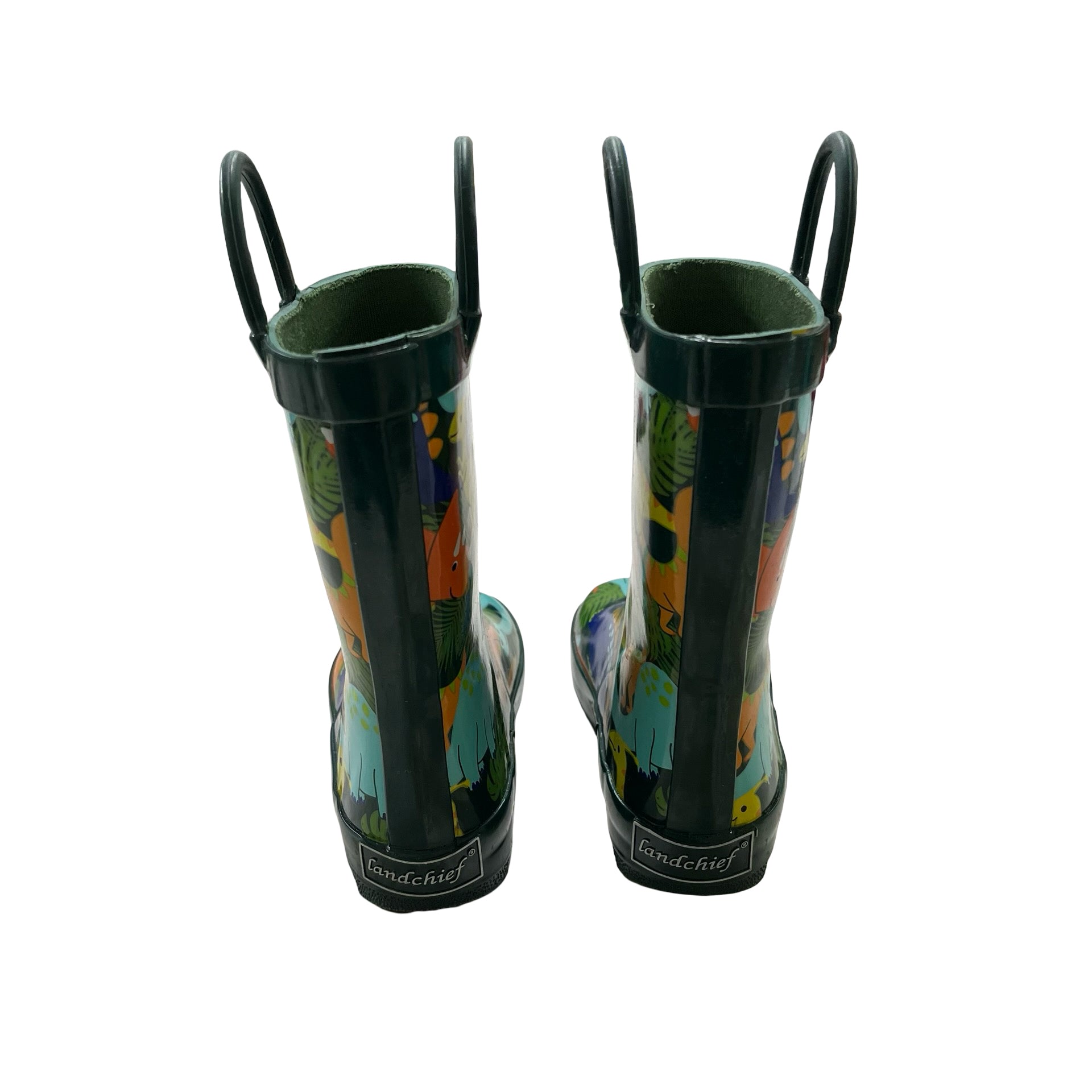 Landchief Green Dino Print Rain Boots - Size 7