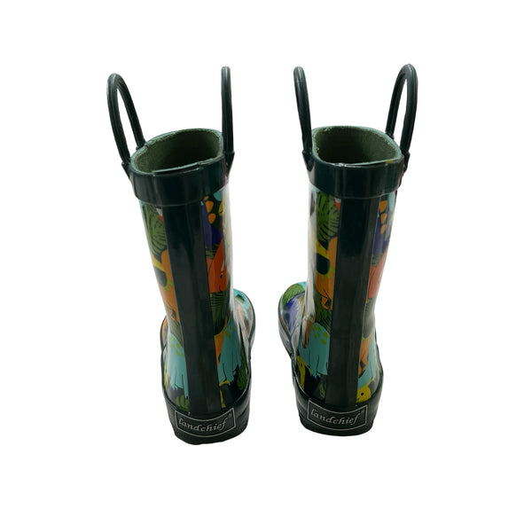 Landchief Green Dino Print Rain Boots - Size 7