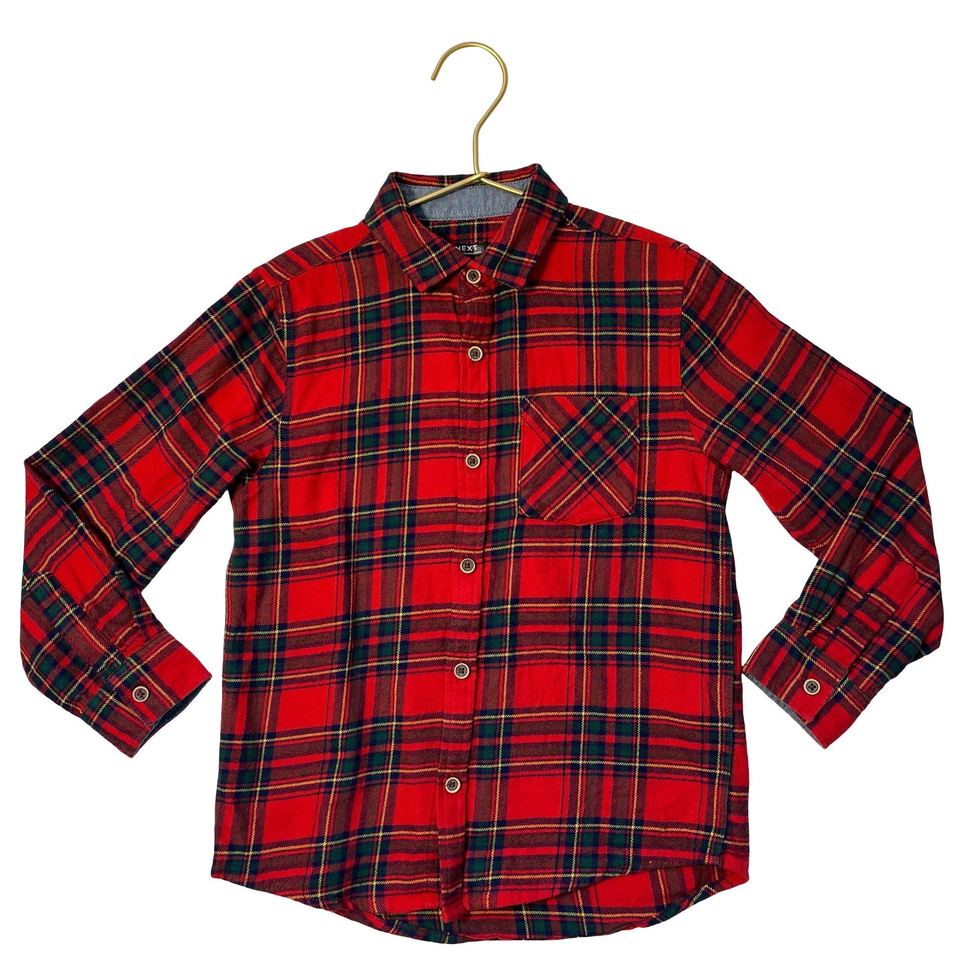 Next Red Plaid Flannel Button Down Shirt - Size 5-6