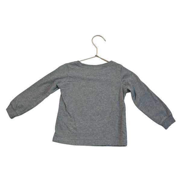 Carter's Gray, Ivory & Red Santa Long Sleeve T-Shirt - Size 24 Mo