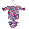 Hatley Flower Print Rash Guard 2 Piece Swim Suit - Size 4