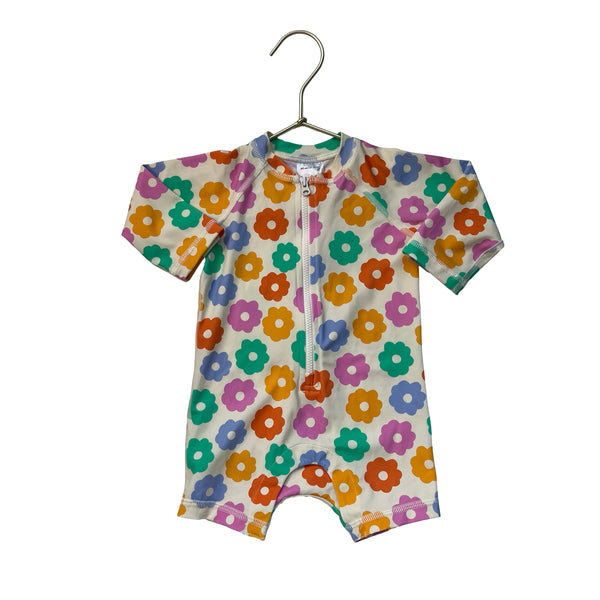 Hanna Andersson Flower Print Swim Suit Romper - Size 3-6 Mo