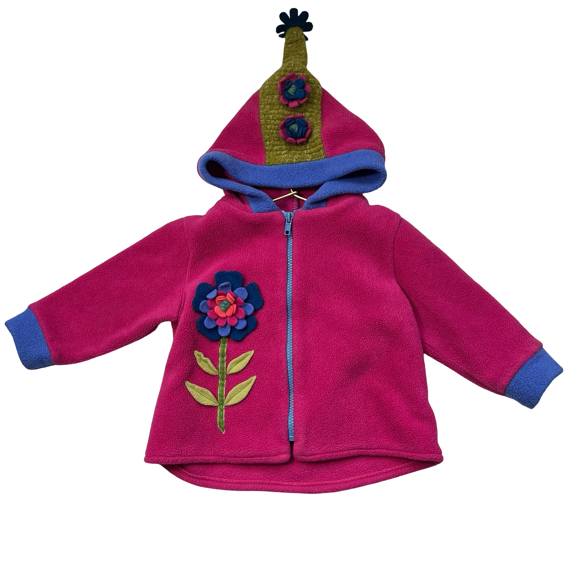 Kookooshka Pink & Purple Fleece & Felt Flower Jacket - Size 2