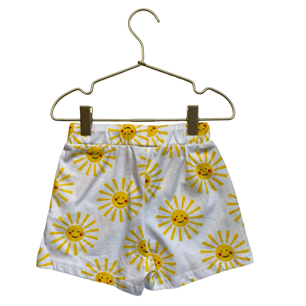 Lola & The Boys Ivory & Yellow Sun Print Shorts - Size 6
