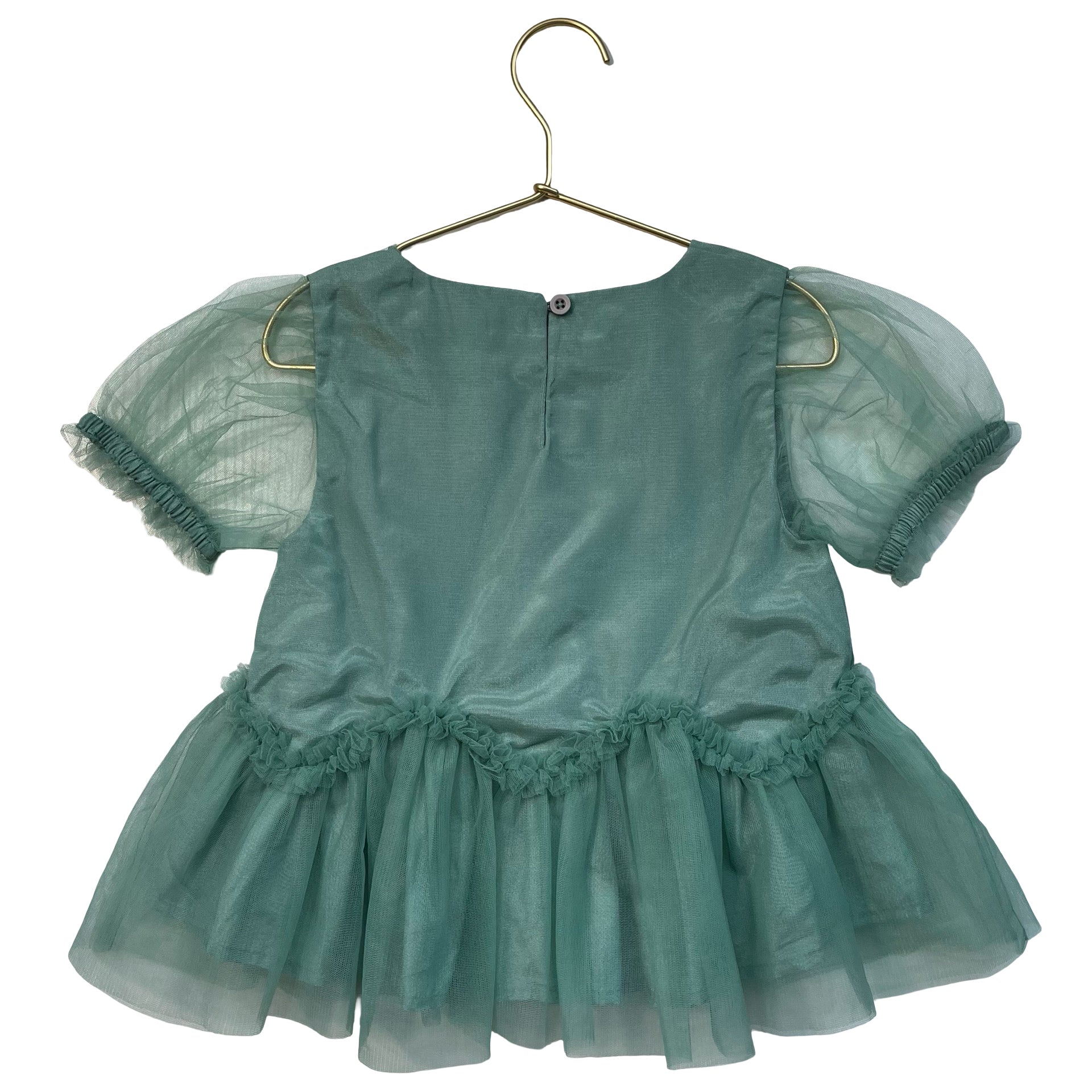 Mini Boden Mint Green Tulle Peplum Top - Size 6-7