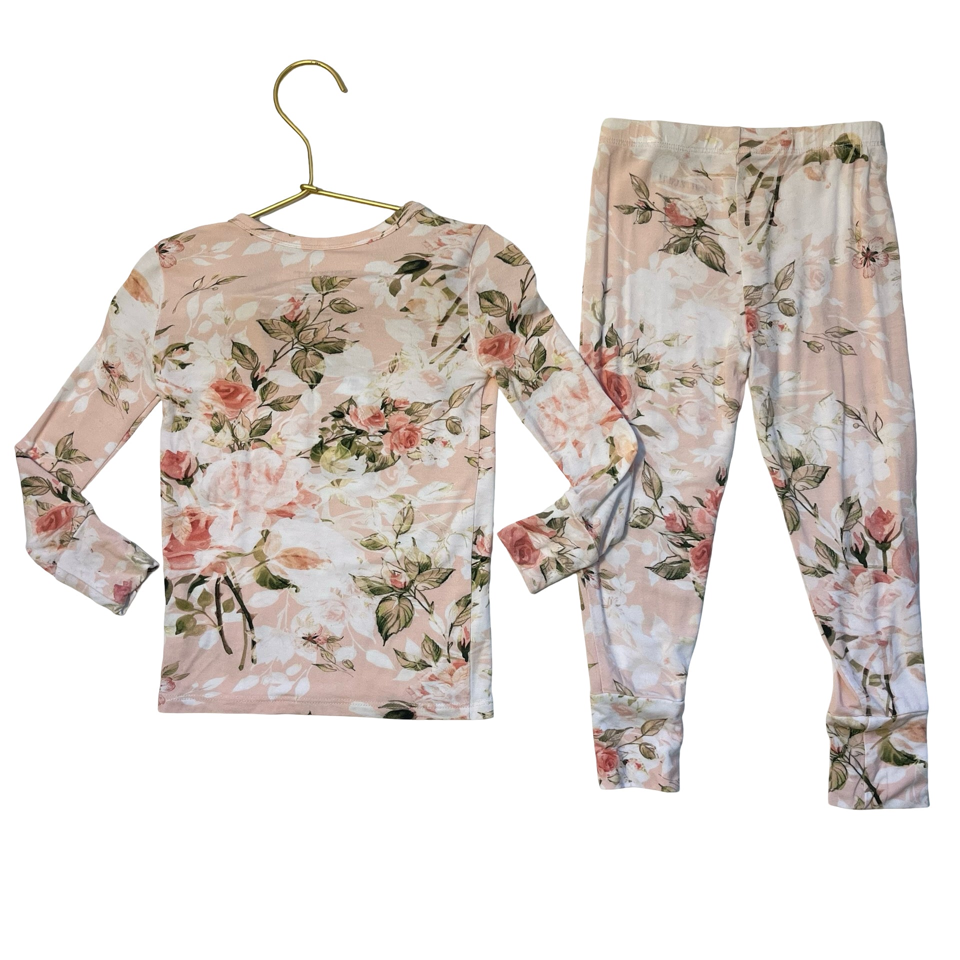 Posh Peanut Peach Rose Print 2 Piece PJs - Size 2T