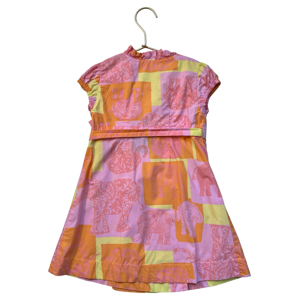 Lilly Pulitzer Pink, Yellow, Orange Elephant Print Wrap Dress - Size 3