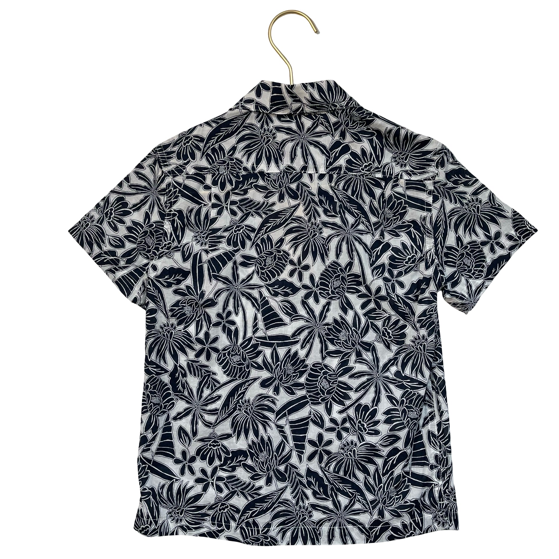 Crewcuts Navy & White Tropical Floral Button Down Shirt - Size 5