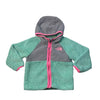 North Face Mint Green, Gray, Pink Hooded Fleece Jacket - Size 2T