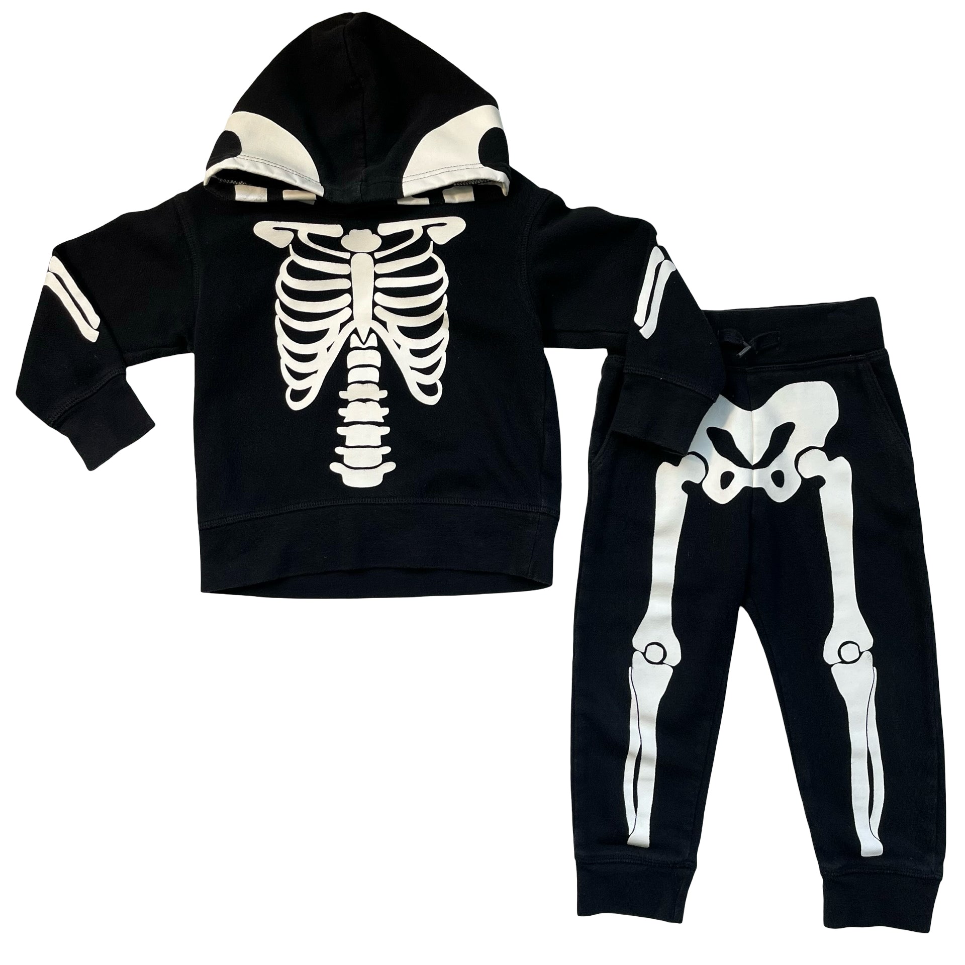 H&M Black & Ivory Skeleton Hoodie & Jogger Set - Size 18-24 Months