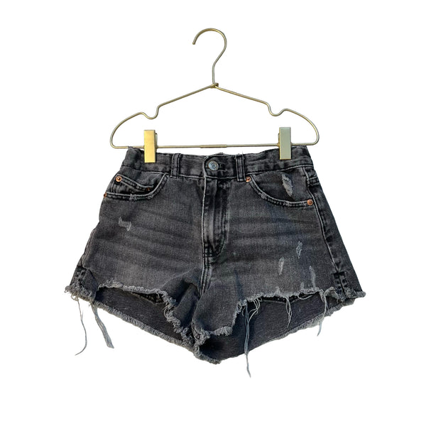 Zara Black Distressed Denim Jean Shorts - Size 9