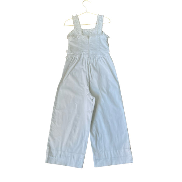 Habitual White Fringe Trim Jumpsuit - Size 7-8