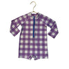 Primary Purple Check Swim Suit Romper - Size 6-12 Mo