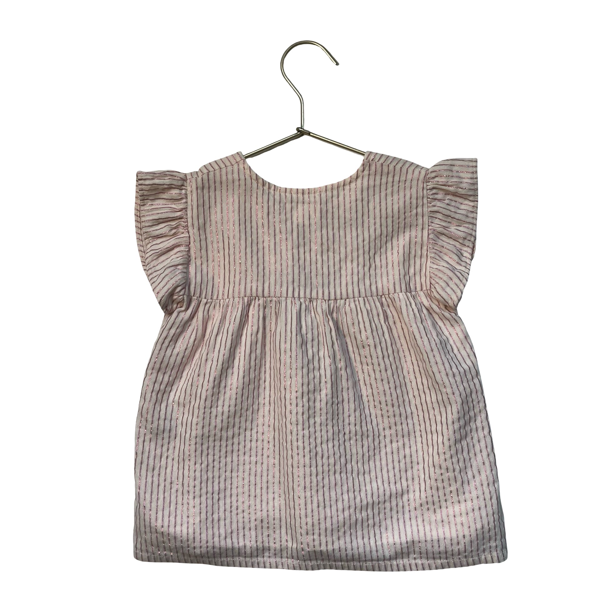 Louis Louise Ivory & Pink Metallic Striped Top - Size 4