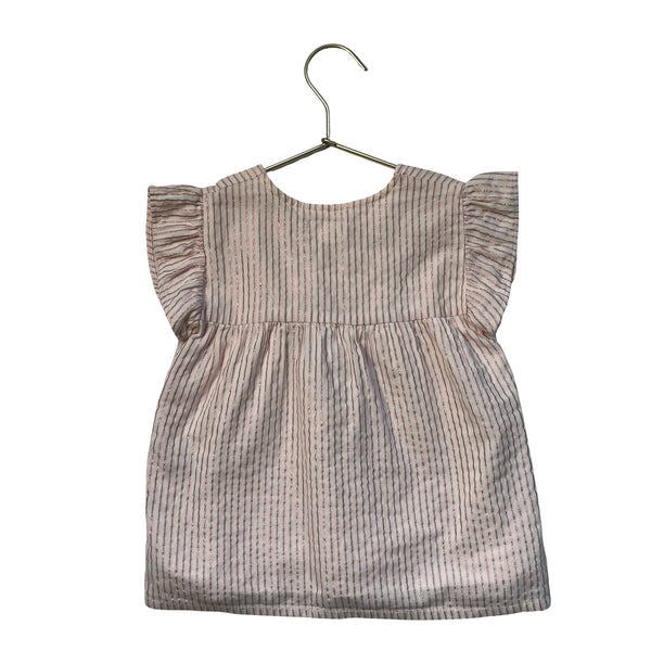 Louis Louise Ivory & Pink Metallic Striped Top - Size 4