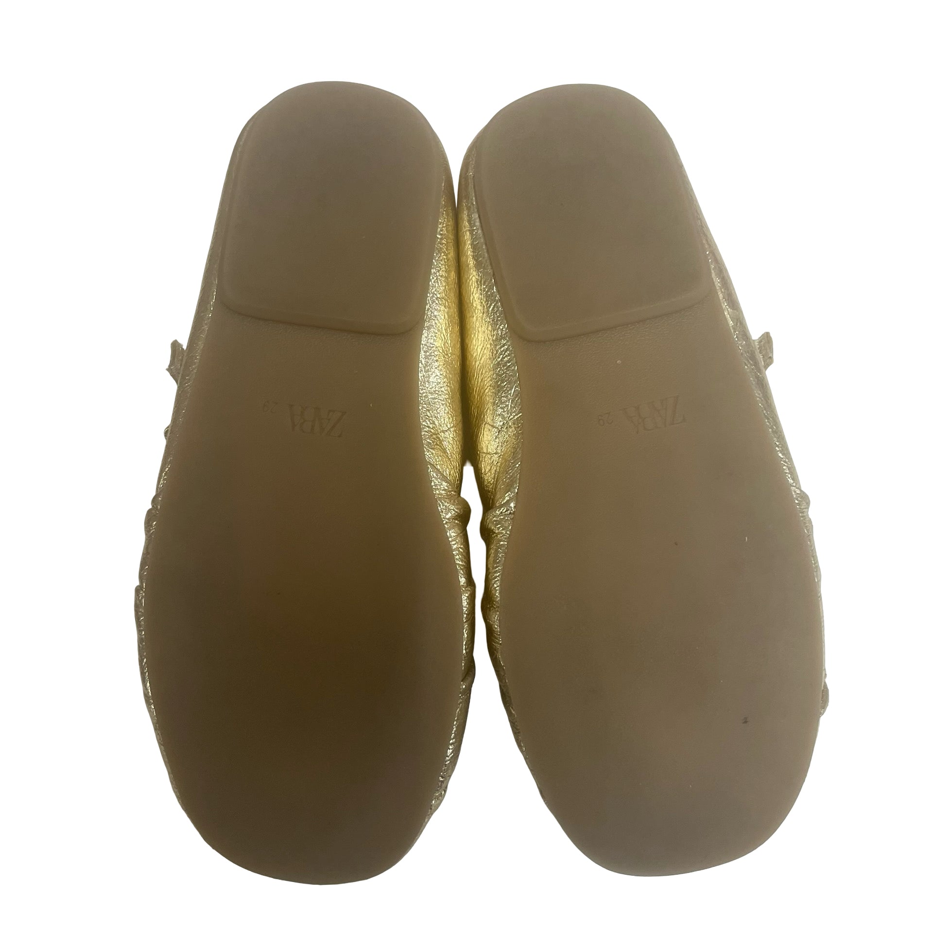 Zara Gold Metallic Ballet Flats - Size 29 (12)