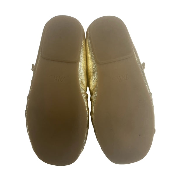 Zara Gold Metallic Ballet Flats - Size 29 (12)