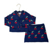btween Blue & Red Cherry Pattern Knit Skirt & Cardigan Sweater Set - Size 2T