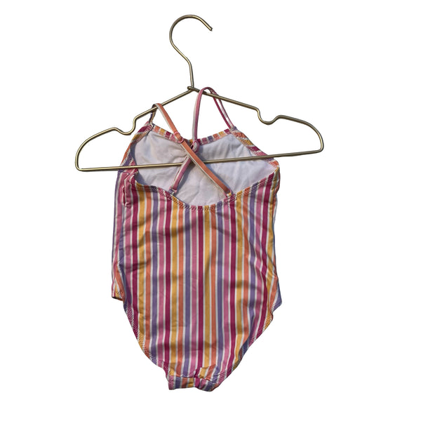 Zara Pink, Lavender, Yellow, Orange Striped Swim Suit - Size 3-4