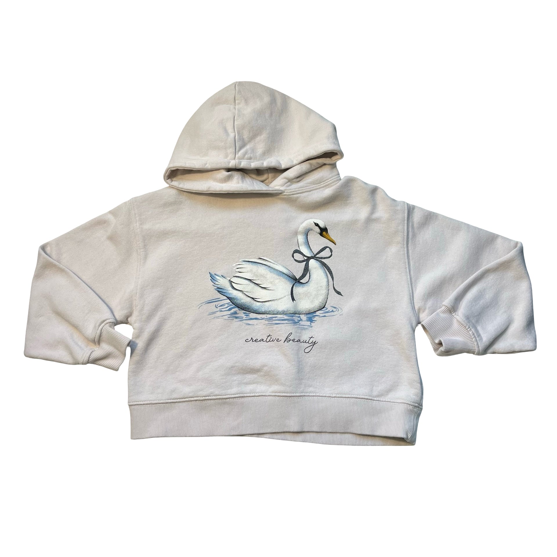 Zara Ivory Swan Hooded Sweatshirt - Size 9-10
