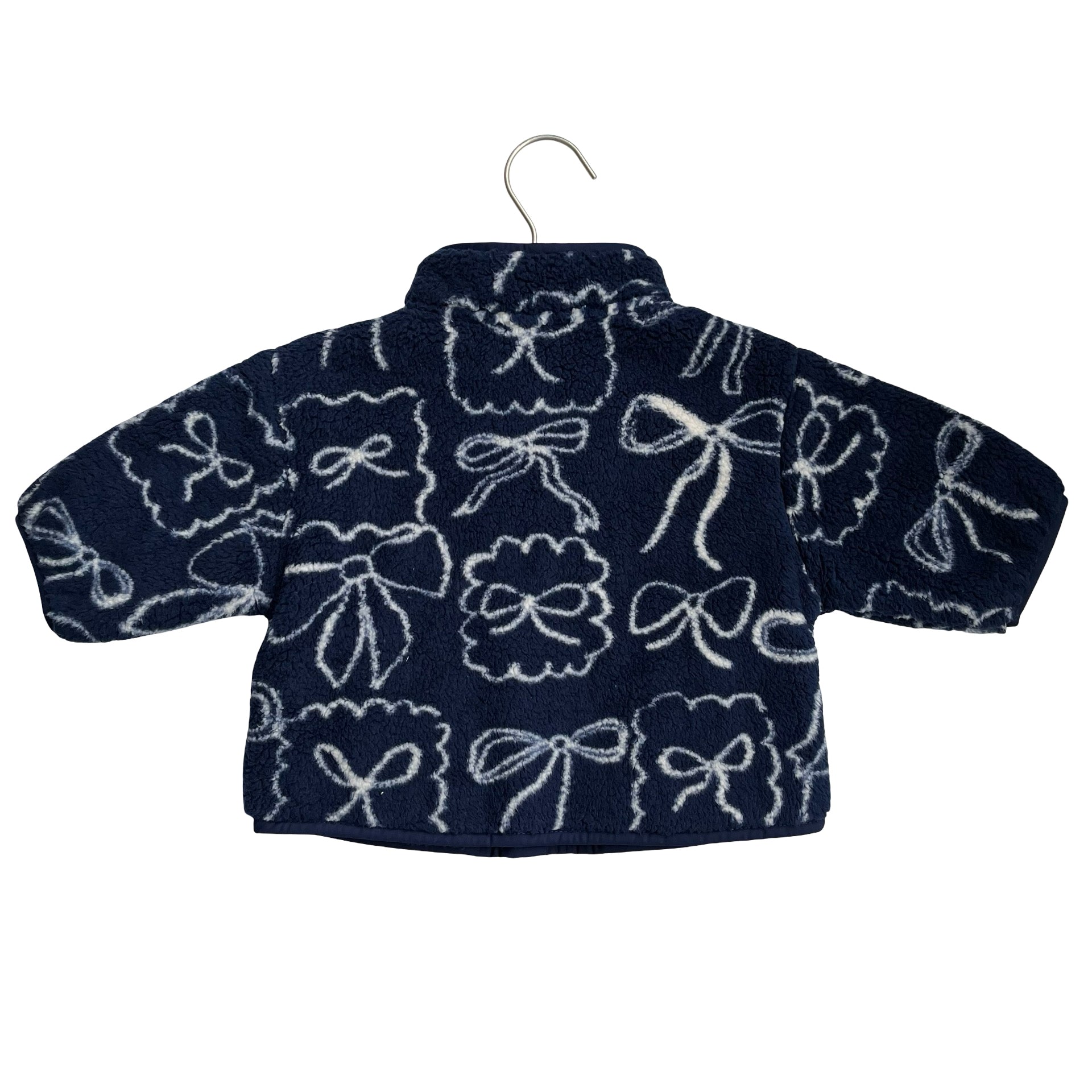 Next Navy Fleece Bow Print Pullover - Size 6-9 Mo