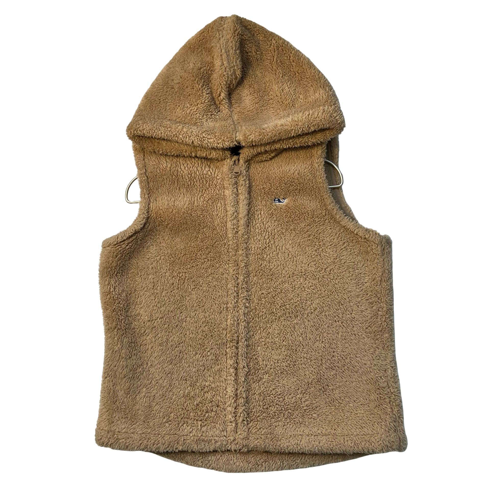 Vineyard Vines Khaki Fluffy Fleece Hooded Vest - Size S 7-8