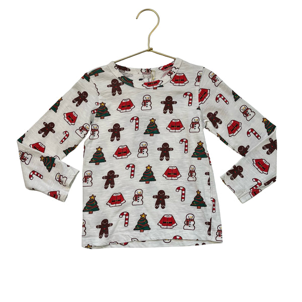 Monica + Andy Ivory Christmas Print Shirt - Size 4T