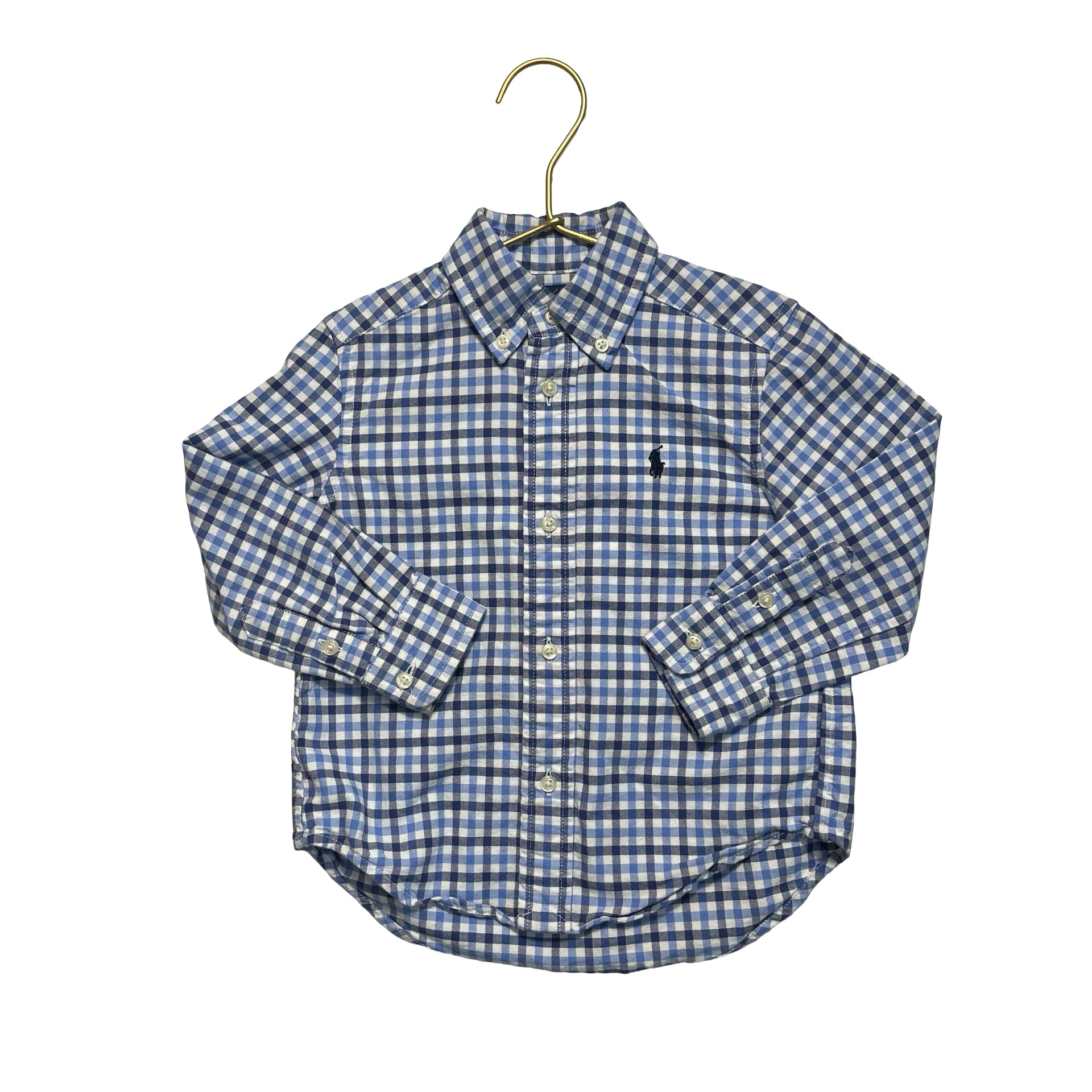 Ralph Lauren Blue & Ivory Check Oxford Button Down Shirt - Size 2