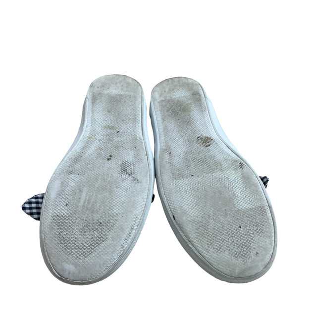 Janie and Jack Navy & Ivory Gingham Bow Slip On Sneakers - Size 12