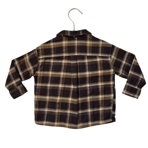 The Simple Folk Brown Plaid Flannel Button Down Shirt - Size 2-3