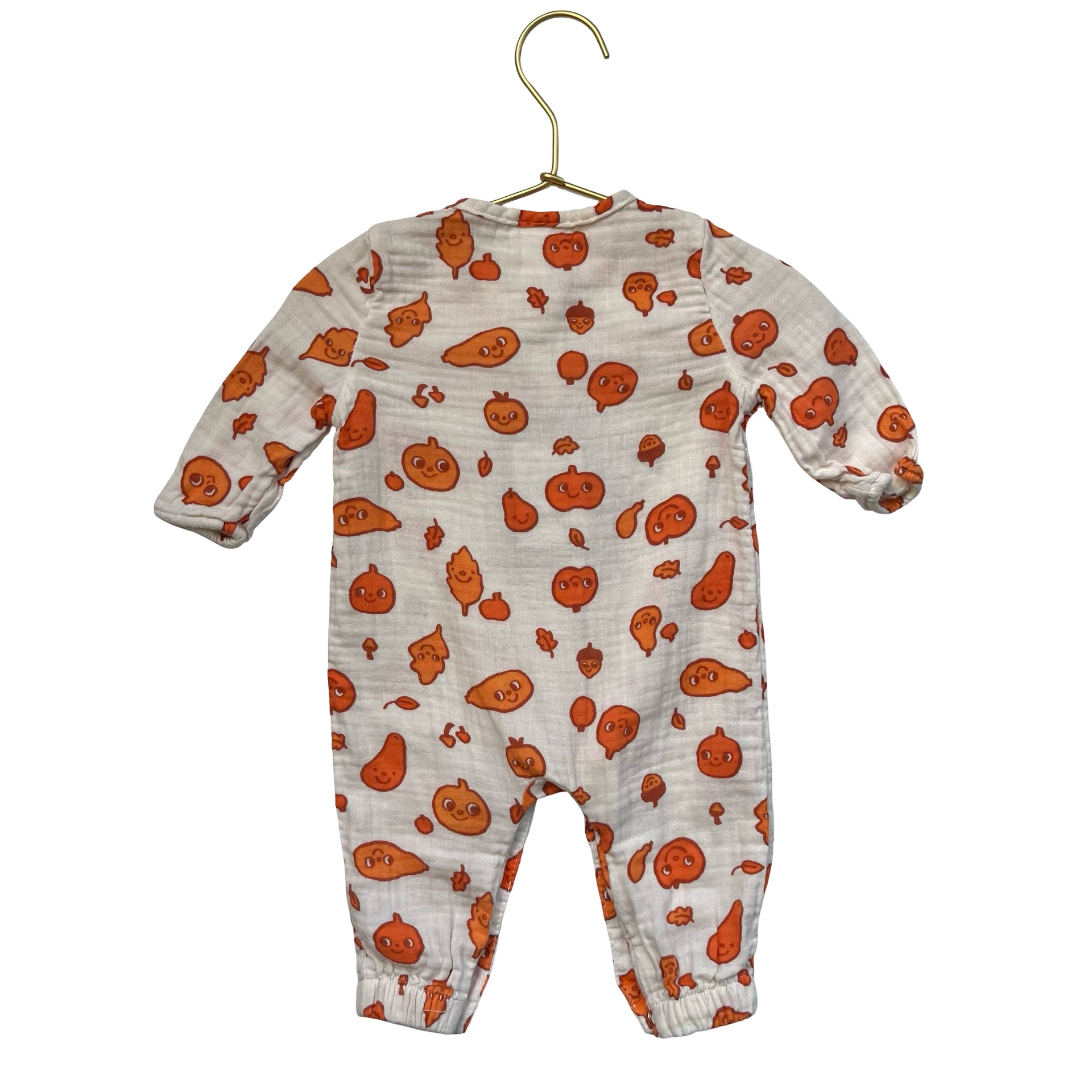 Cat & Jack Ivory & Orange Pumpkin Print One-Piece - Size 0-3 Mo