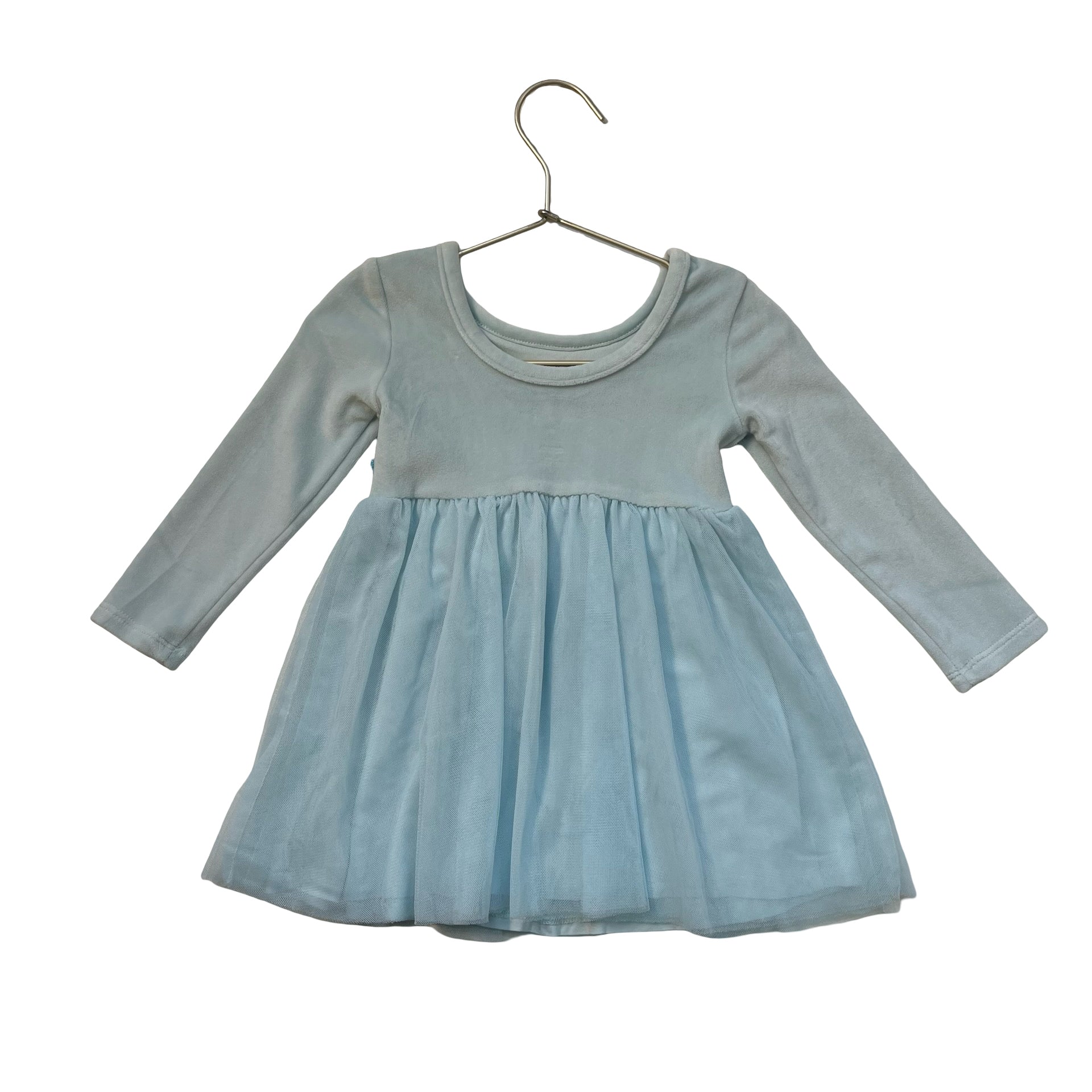 Posh Peanut Light Teal Velour & Tulle Dress - Size 2T