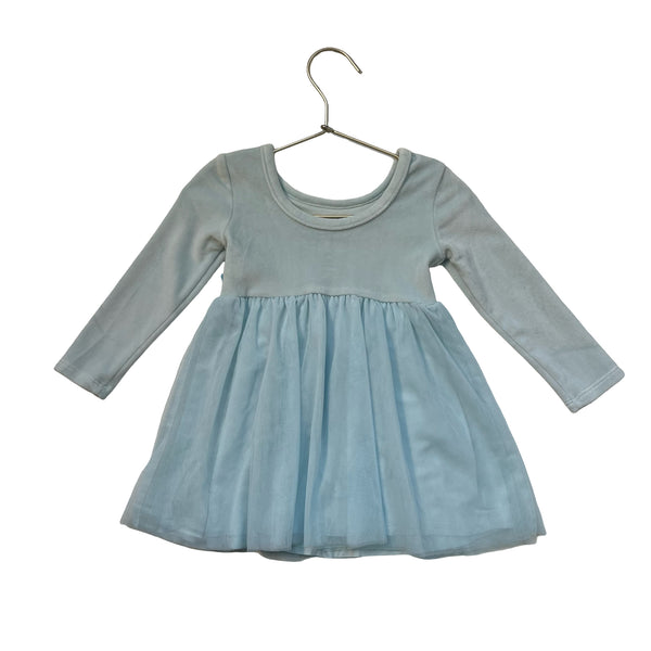 Posh Peanut Light Teal Velour & Tulle Dress - Size 2T