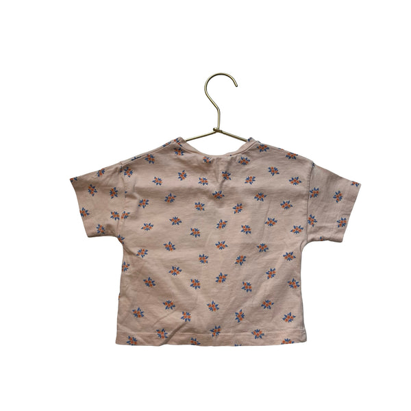 Zara Peach Floral 'Reve a' Ete' Tie-Front T-Shirt - Size 12-18 Mo