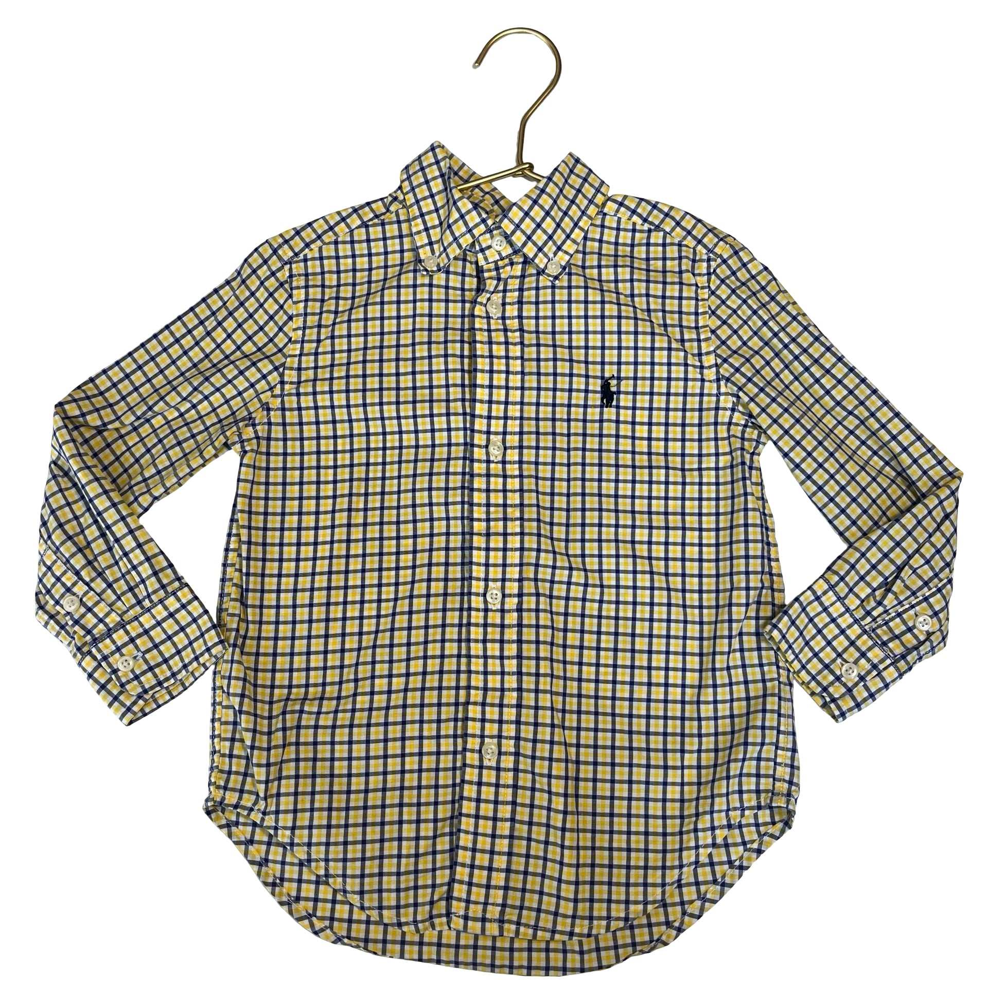 Polo Ralph Lauren Yellow, Navy, White Plaid Button Down Shirt - Size 3