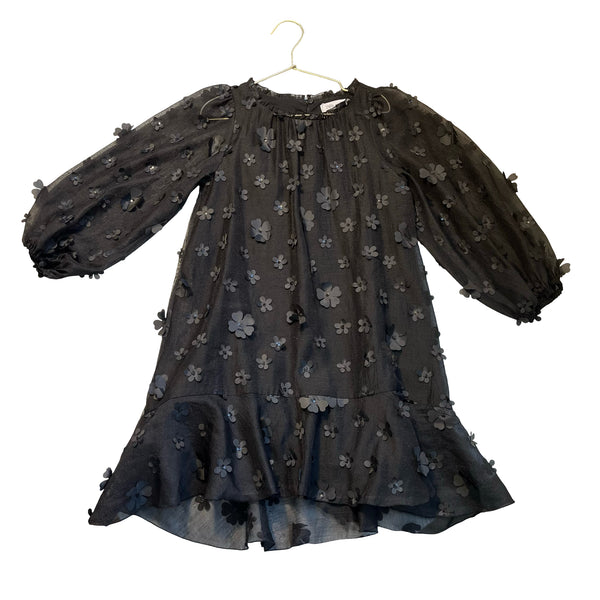 Zara Black Flower Applique Dress - Size 9