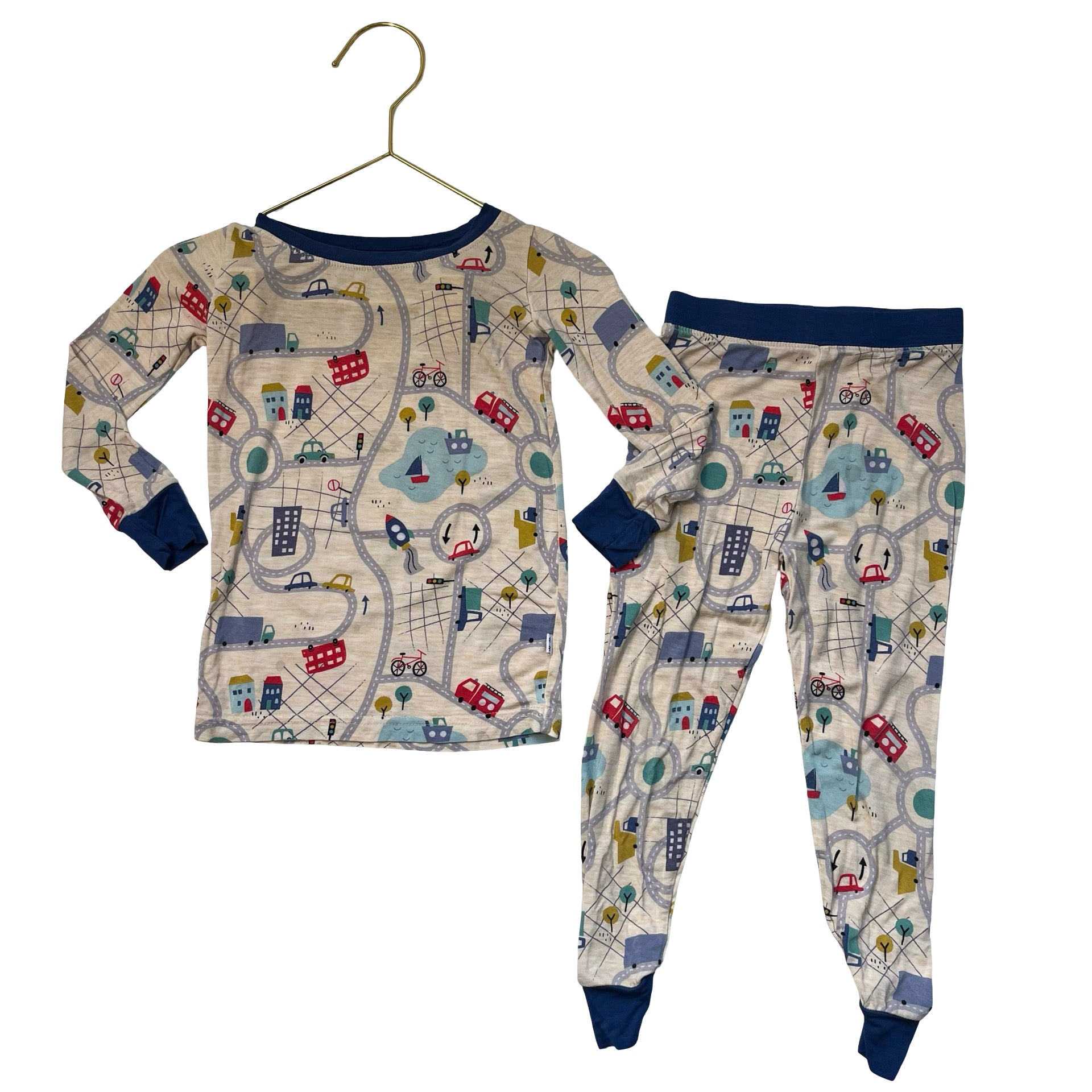 Little Sleepies Ivory Map Print 2 Piece PJs - Size 18-24 Mo