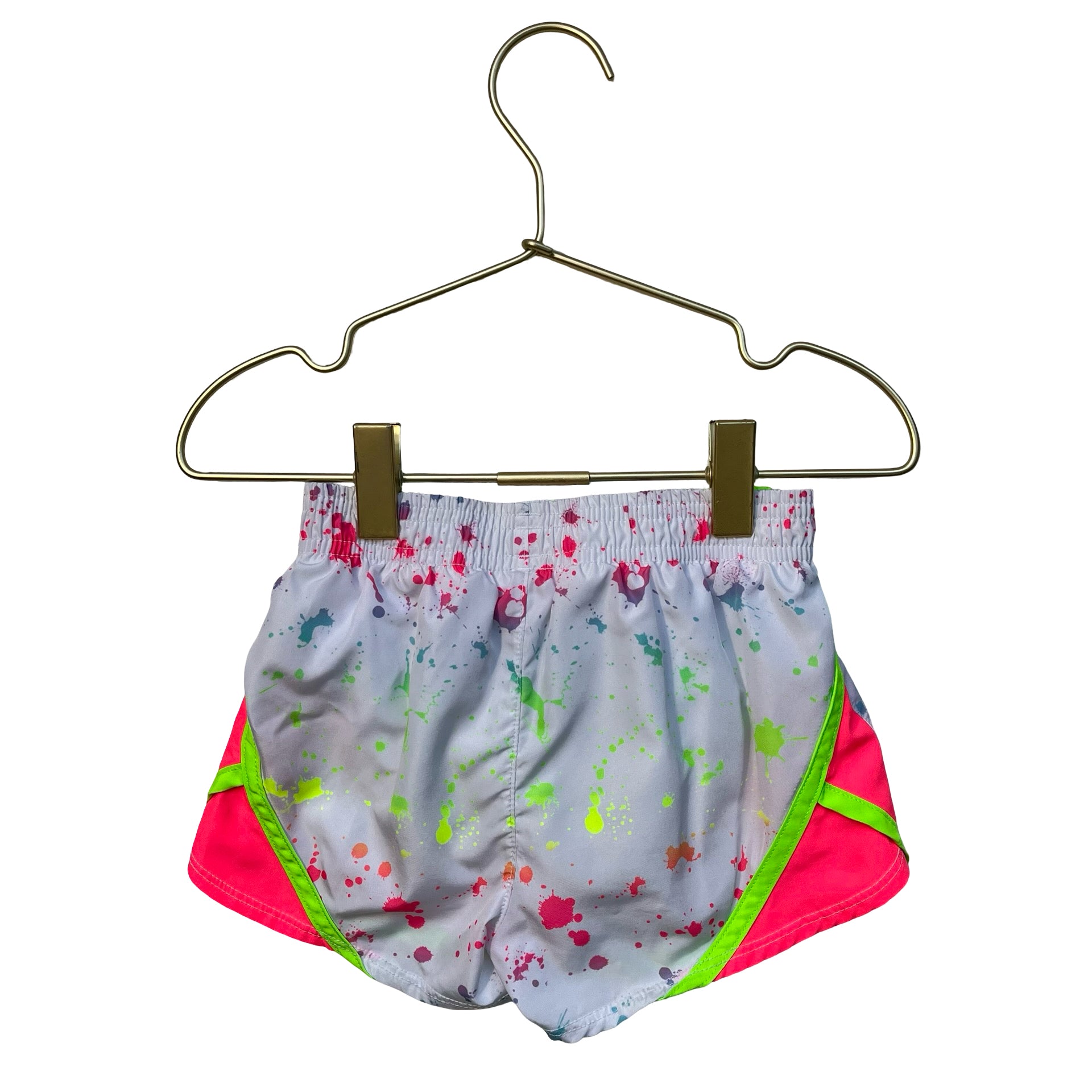 Under Armour White & Neon Splatter Print Athletic Shorts - Size 3T
