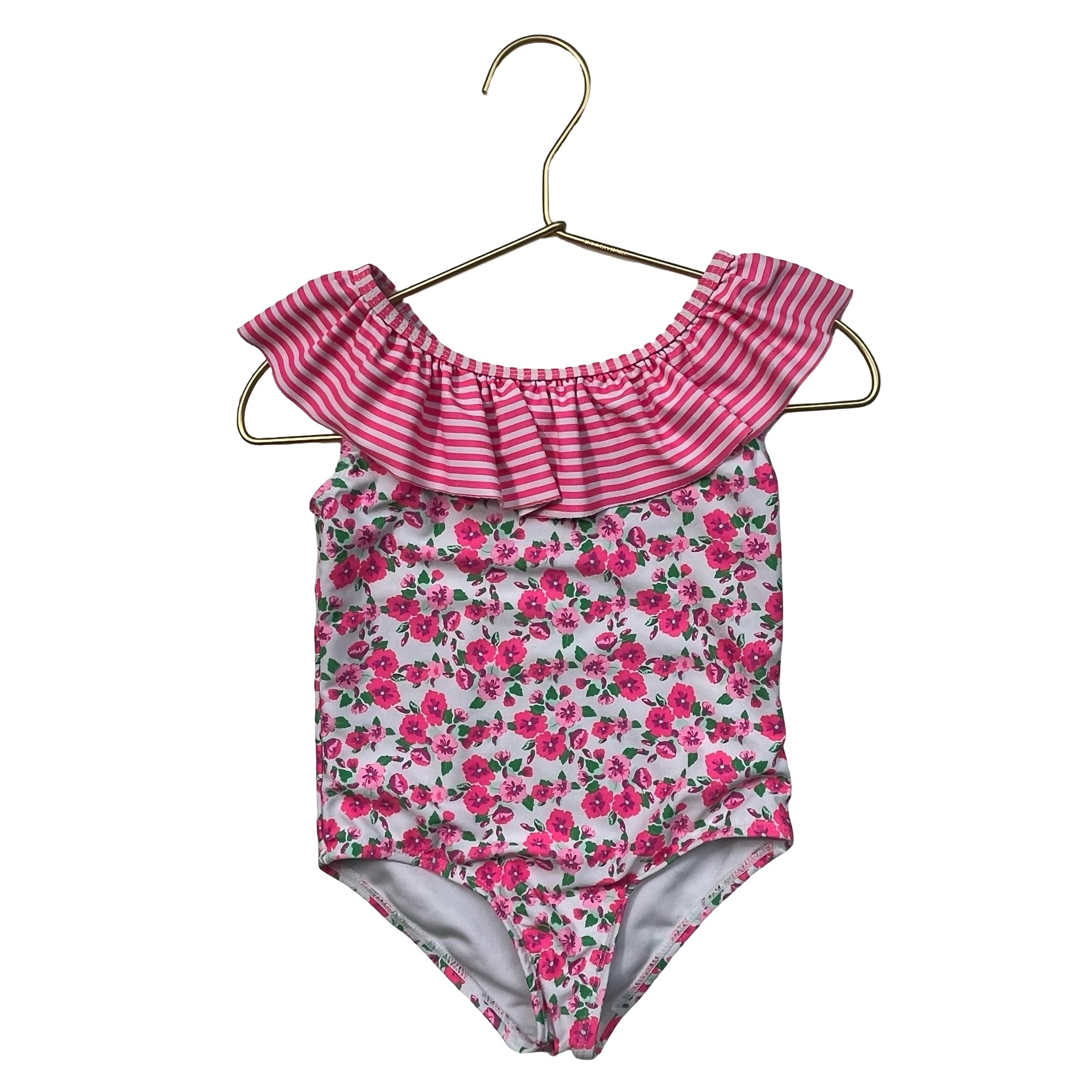 Nicole Miller Pink Floral & Stripe Swim Suit - Size 3T