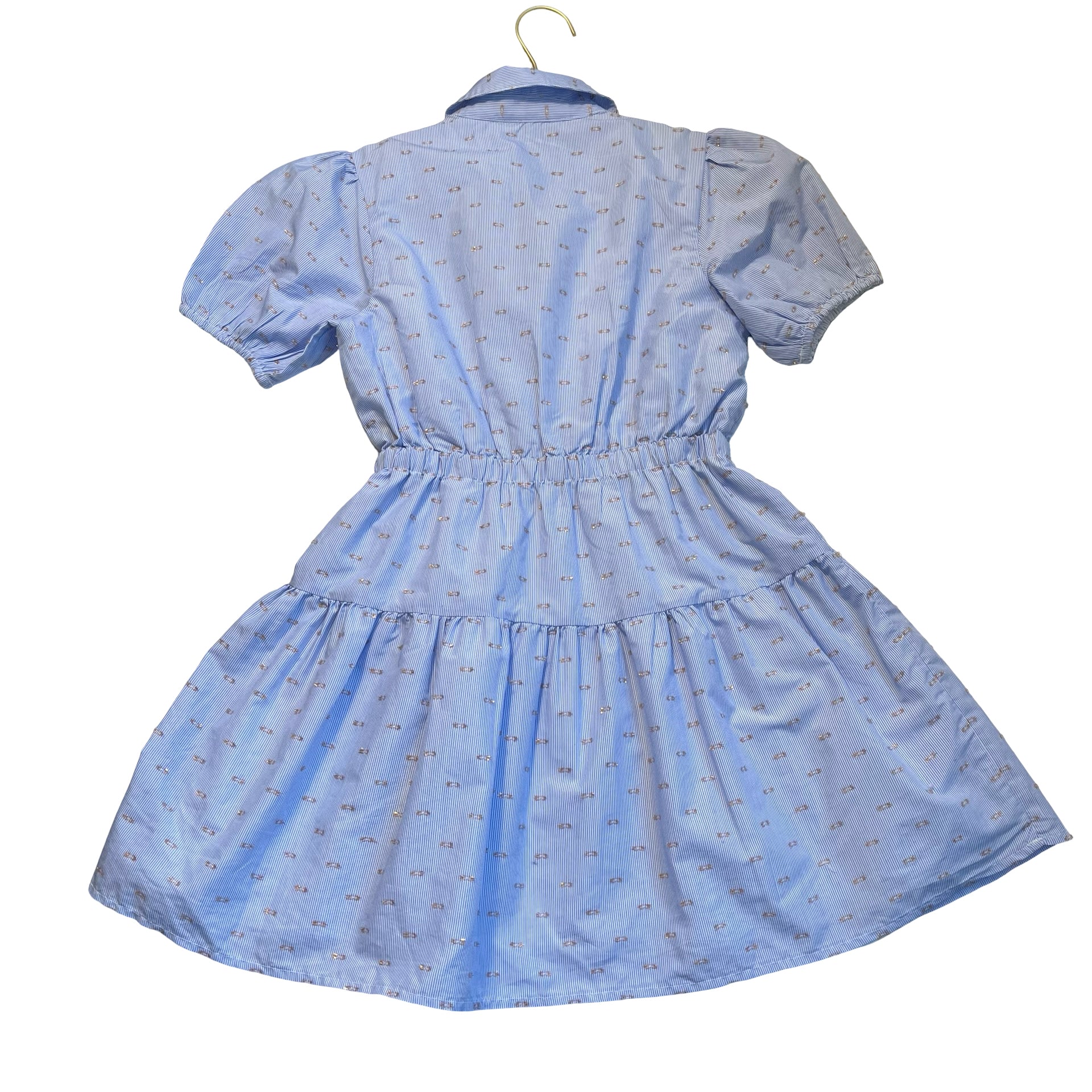 Crewcuts Blue & White Striped & Gold Metallic Dress - Size 10